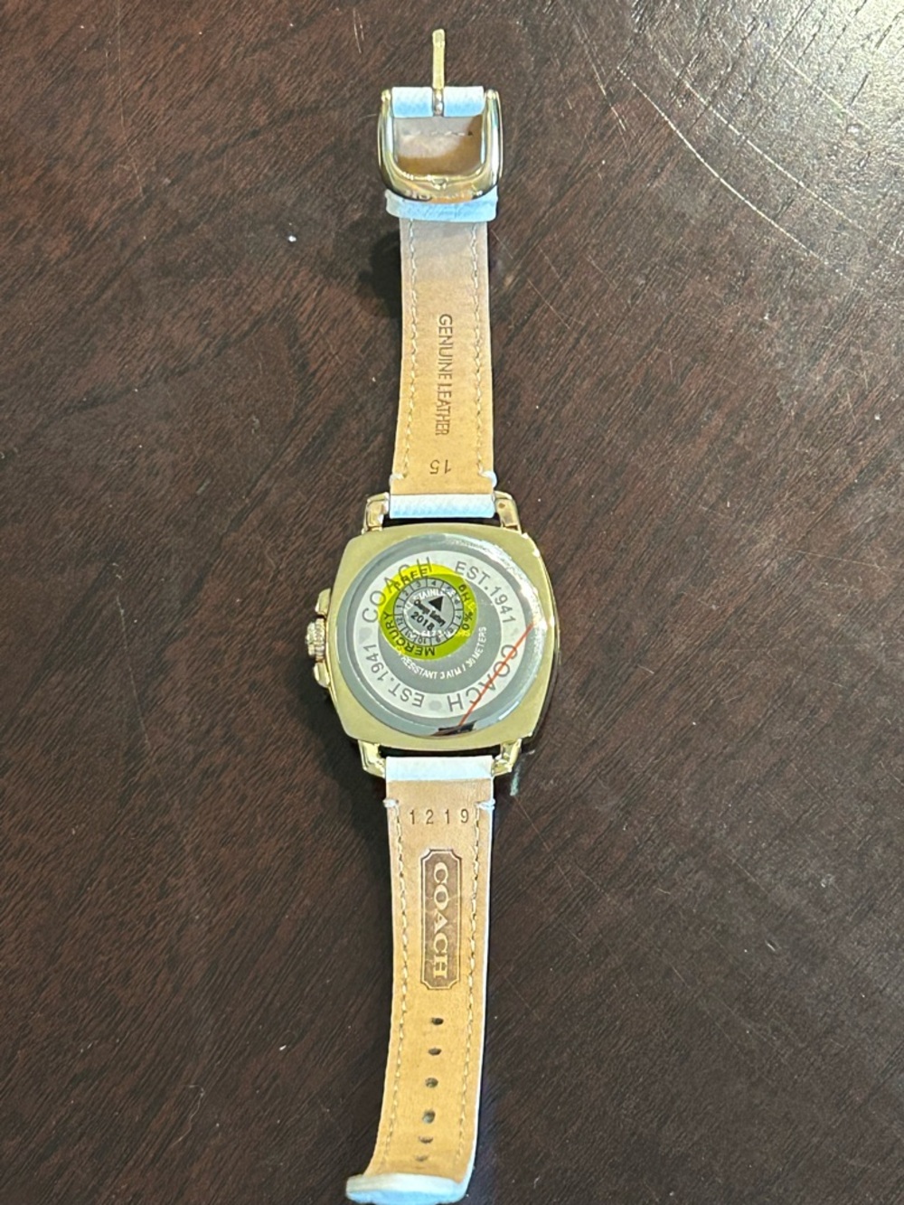 Coach Gold-Tone Boyfriend Crystal Bezel 35mm Watch with White Leather Strap - Picture 3 of 8